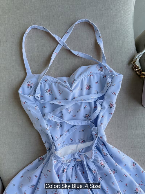 French Cottagecore Tiered Floral Ruffle Mini Dress