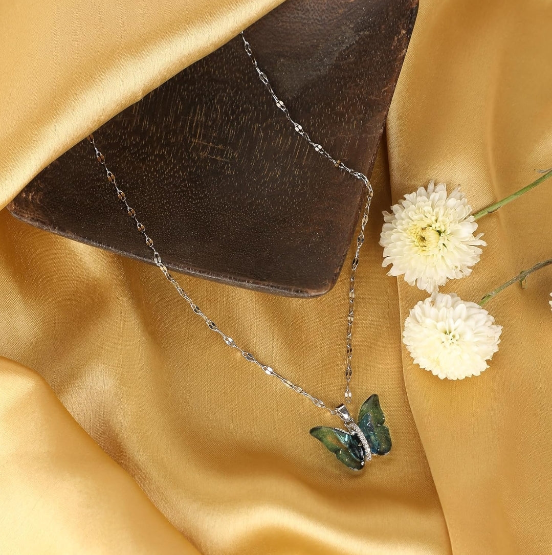 Ethereal Butterfly Crystal Pendant Necklace