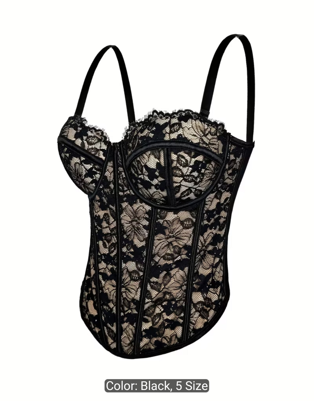 French Lace Contrast Camisole Corset Top