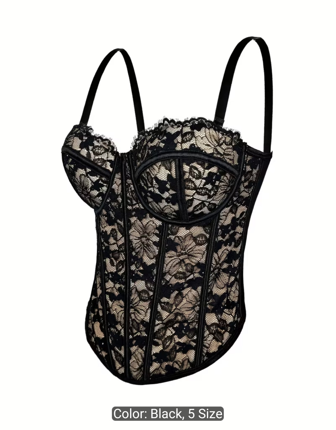 French Lace Contrast Camisole Corset Top