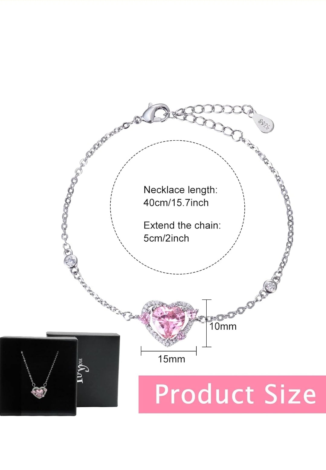 Charming Pink Heart Radiant Pendant Necklace