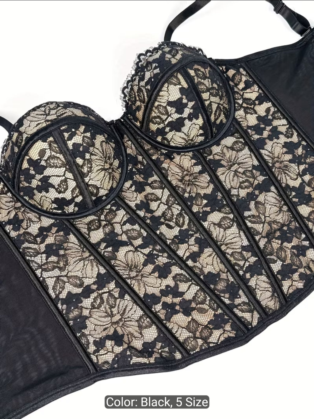 French Lace Contrast Camisole Corset Top