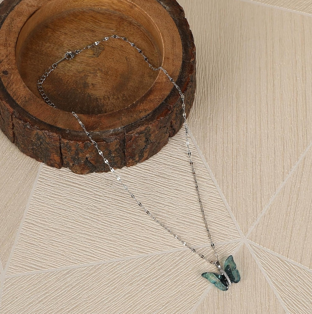 Ethereal Butterfly Crystal Pendant Necklace