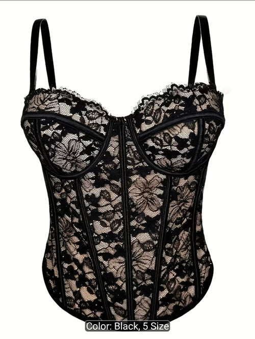 French Lace Contrast Camisole Corset Top
