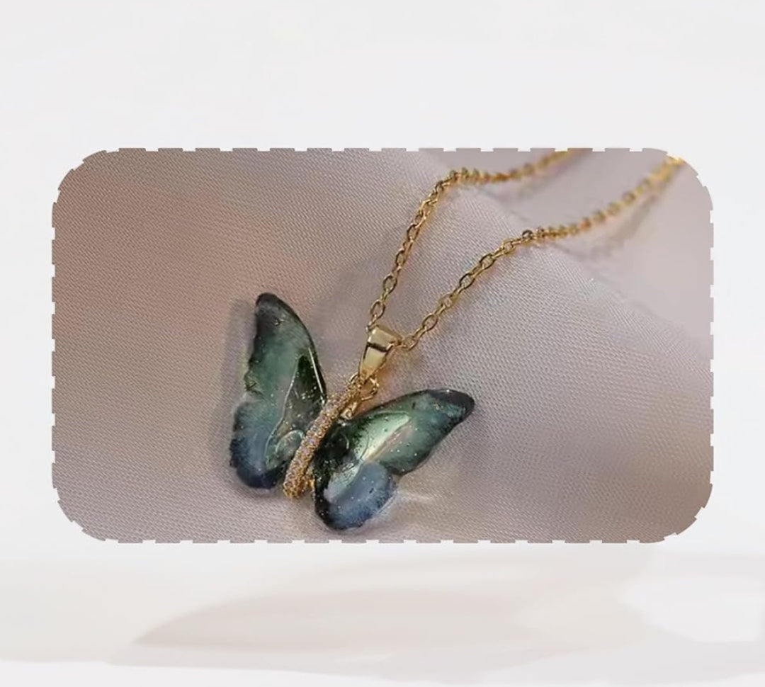 Ethereal Butterfly Crystal Pendant Necklace