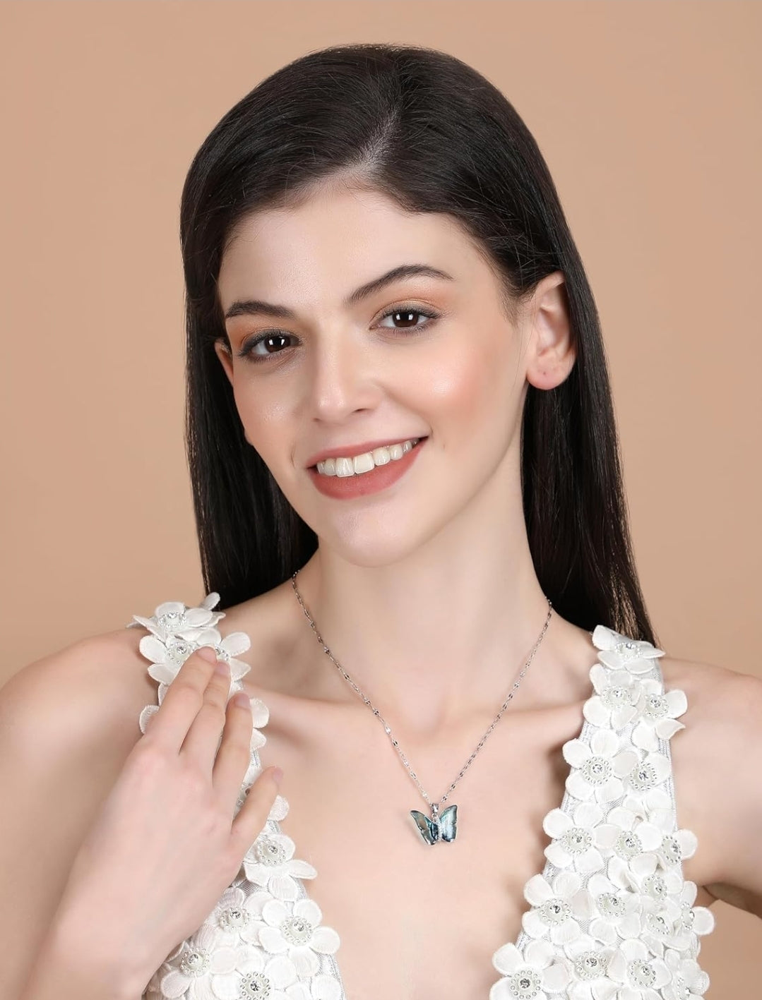 Ethereal Butterfly Crystal Pendant Necklace