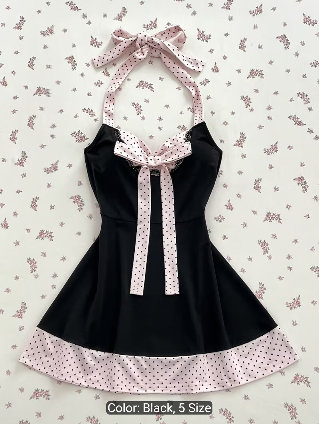 Coquette Polka Dot Bow Flare Mini Dress