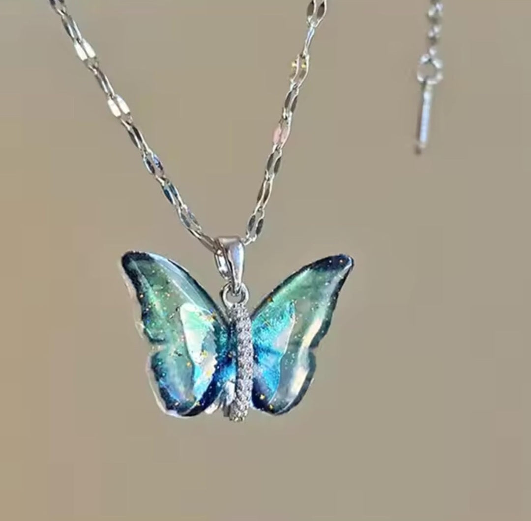 Ethereal Butterfly Crystal Pendant Necklace